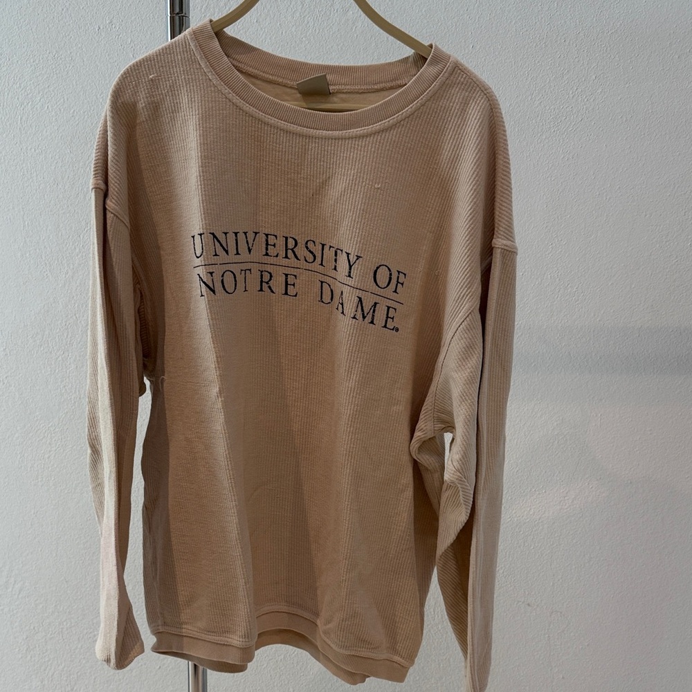 University of Notre Dame Beige Long Sleeve ribbed sweater